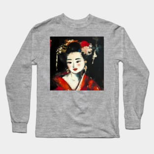 Expressionist Geisha Art Painting Long Sleeve T-Shirt